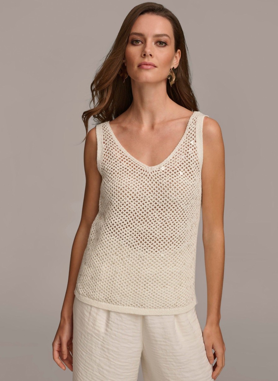 Donna Karan Tank With Sequins Sweaters And Tops