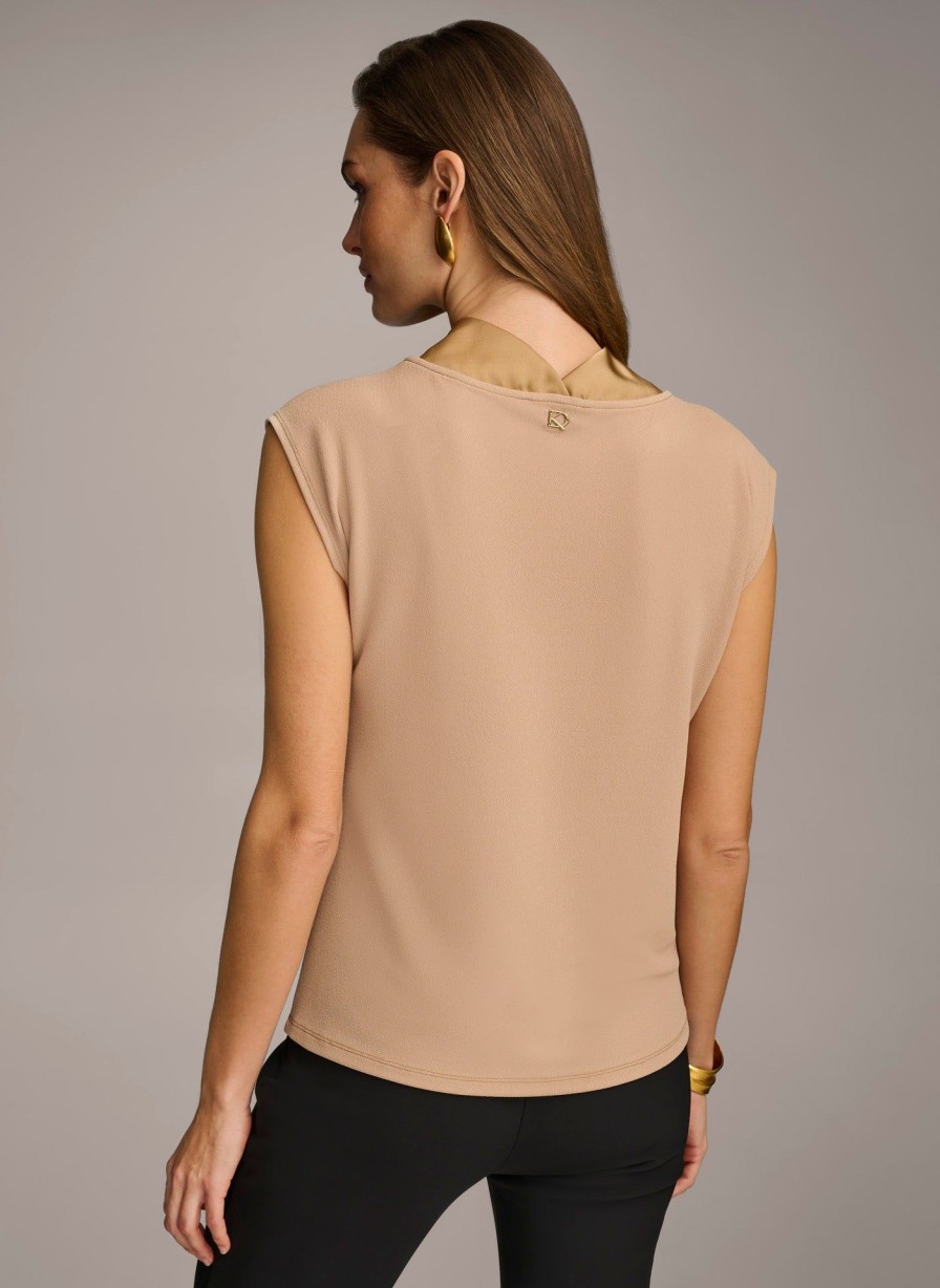 Donna Karan Sleeveless Cowl Neck Top Sweaters And Tops