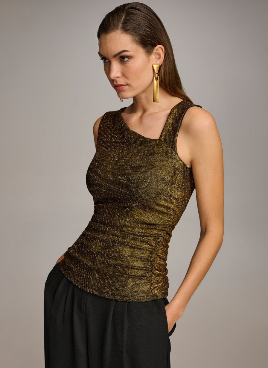 Donna Karan Metallic Tank Top Sweaters And Tops