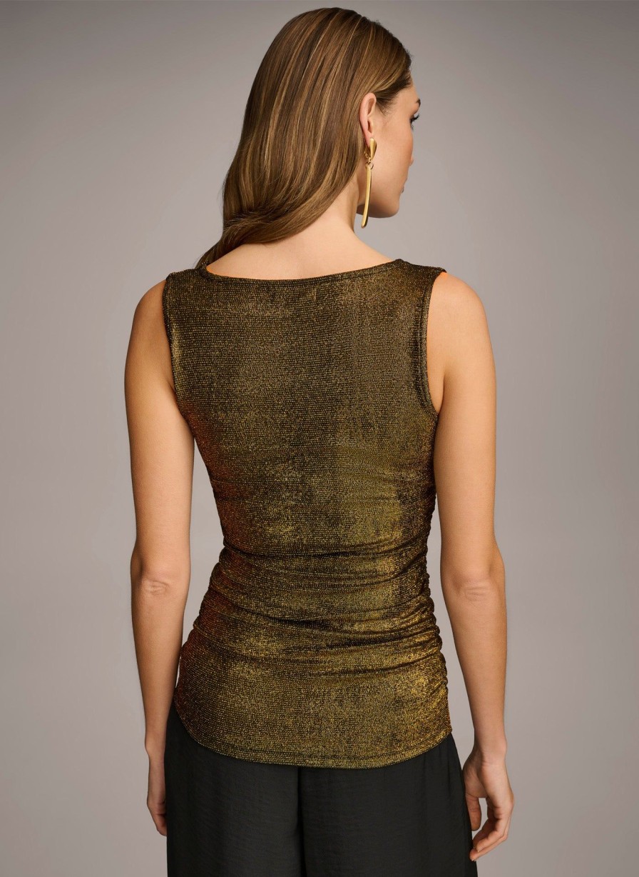 Donna Karan Metallic Tank Top Sweaters And Tops