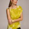 Donna Karan Printed Gathered Hardware Shoulder Top Sweaters And Tops