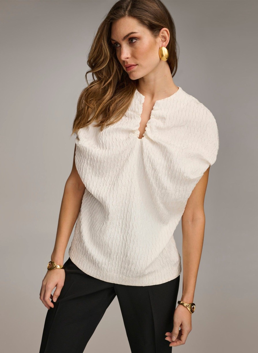 Donna Karan Textured Top Sweaters And Tops