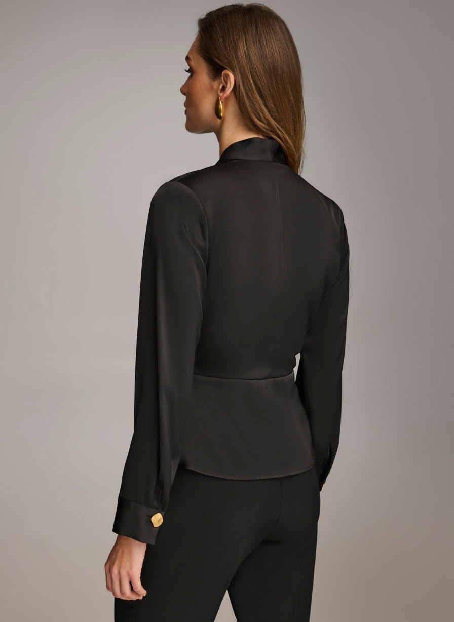 Donna Karan Wrap Blouse With Tie Sweaters And Tops