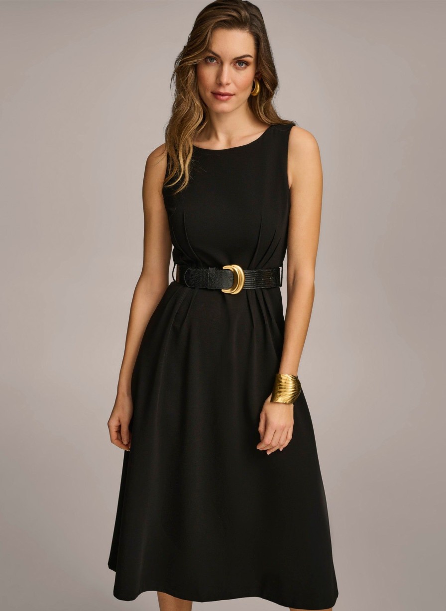 Donna Karan Belted Midi Dress Dresses And Jumpsuits