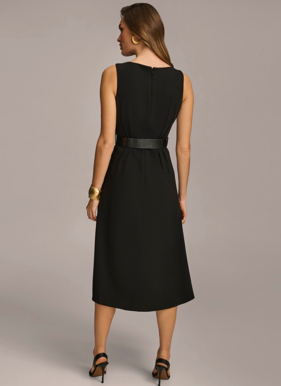 Donna Karan Belted Midi Dress Dresses And Jumpsuits