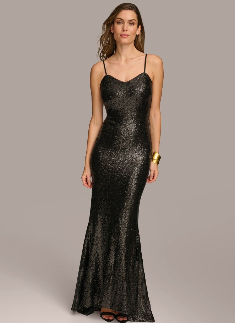 Donna Karan Sequin Sleeveless Gown Dresses And Jumpsuits