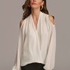 Donna Karan Cold Shoulder Blouse Sweaters And Tops