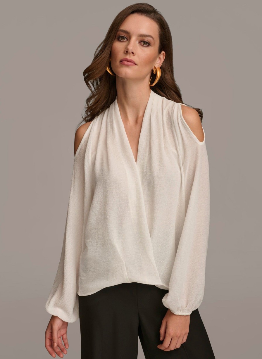 Donna Karan Cold Shoulder Blouse Sweaters And Tops