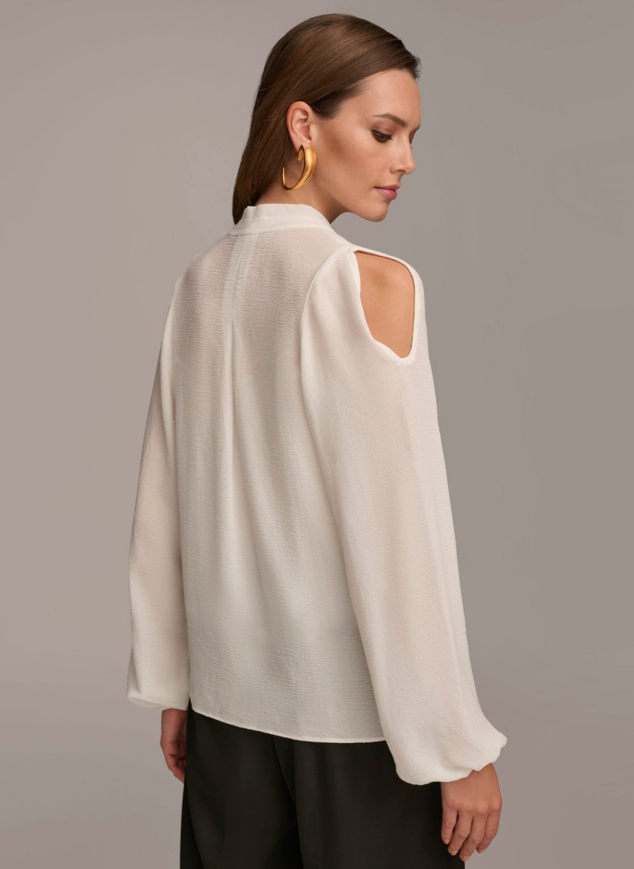 Donna Karan Cold Shoulder Blouse Sweaters And Tops