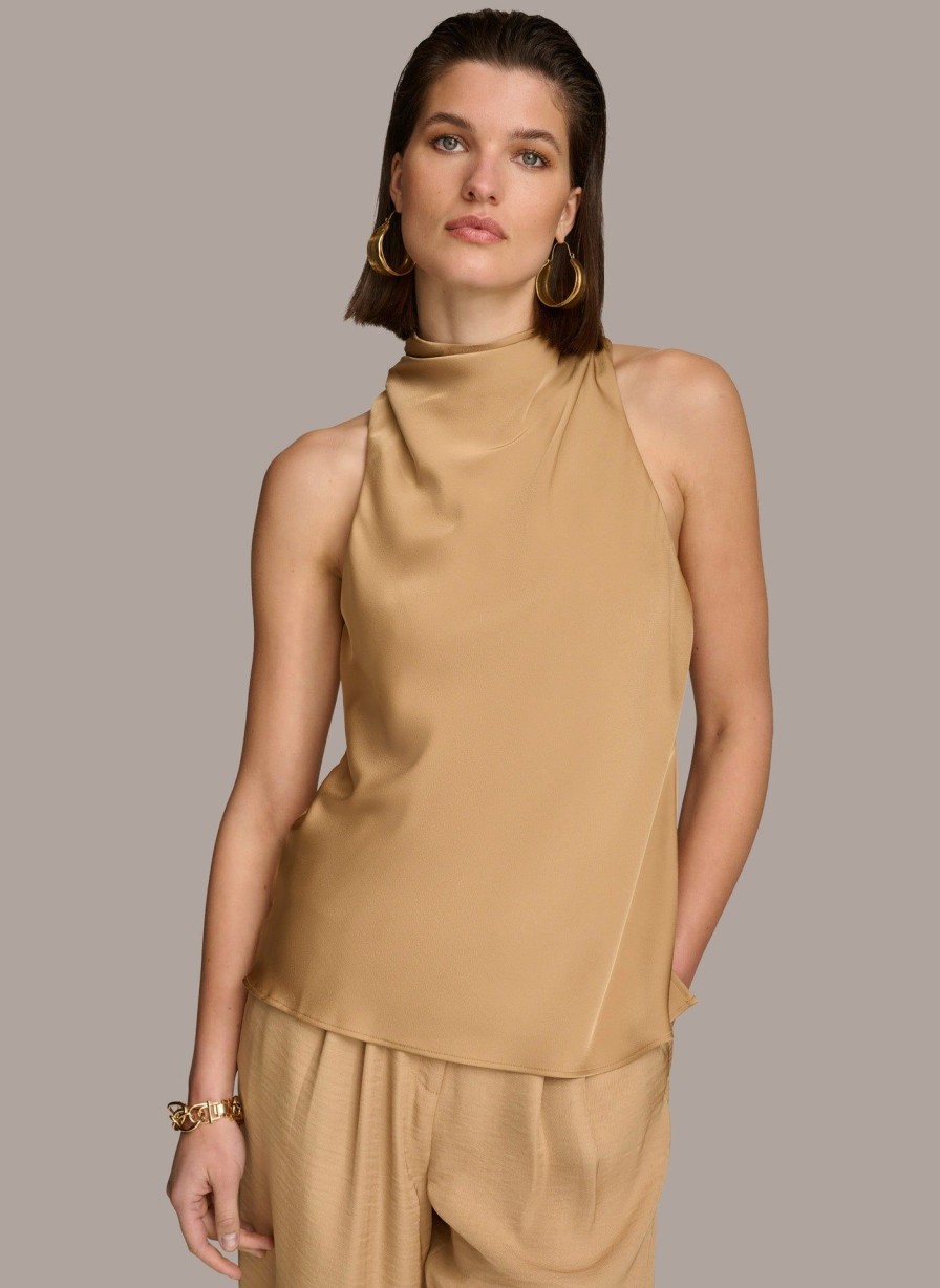 Donna Karan High Drape Neck Top Sweaters And Tops