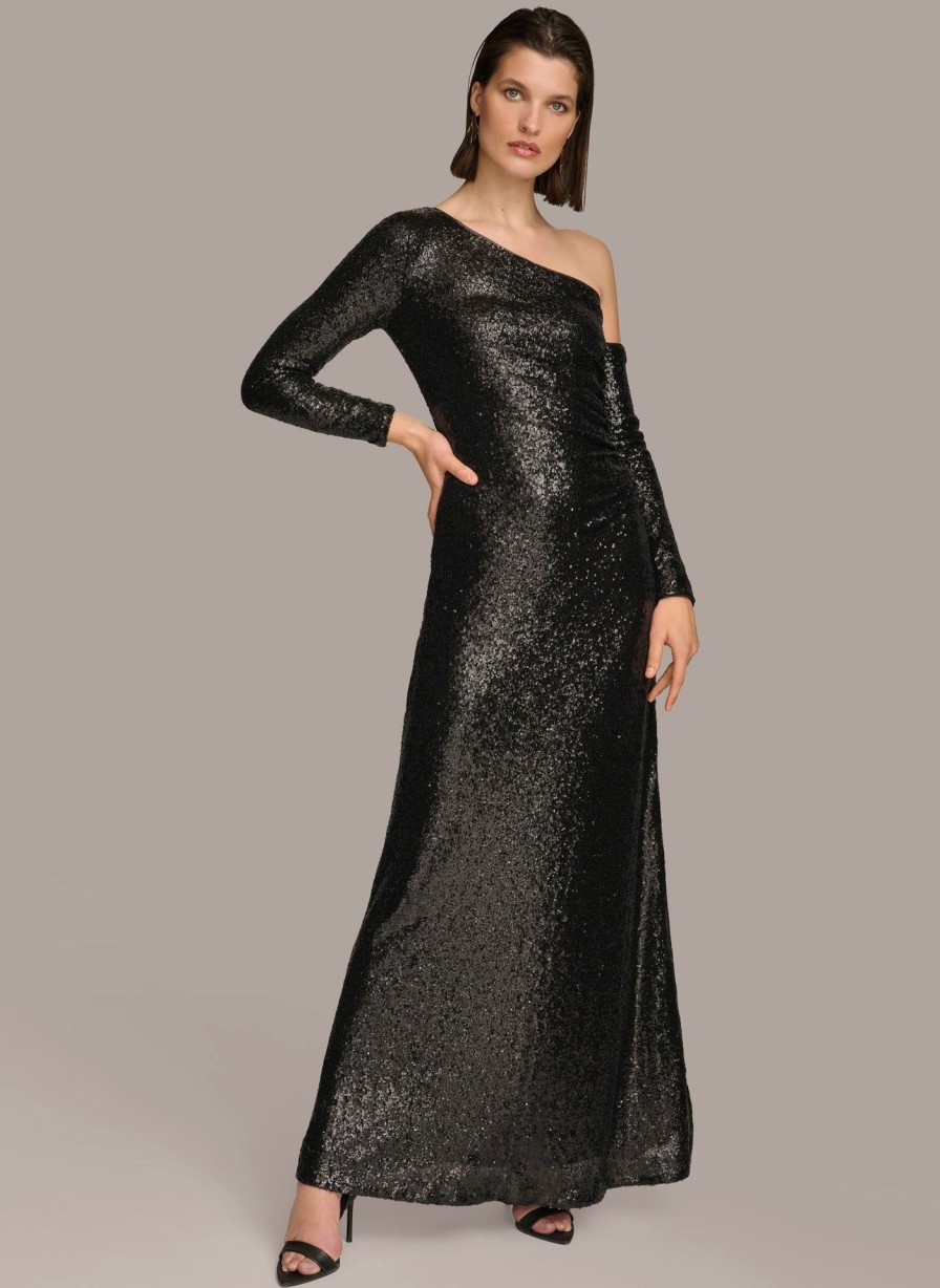 Donna Karan One Shoulder Sequin Dress Dresses And Jumpsuits