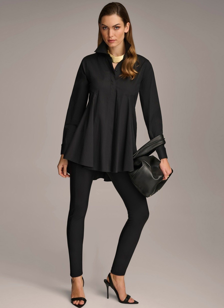 Donna Karan Long Sleeve A-Line Tunic Sweaters And Tops