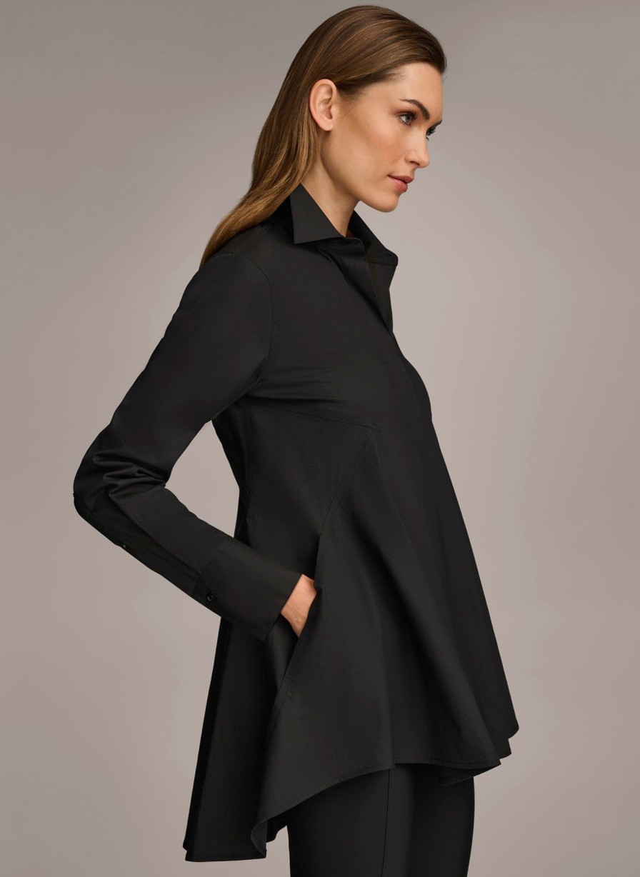 Donna Karan Long Sleeve A-Line Tunic Sweaters And Tops