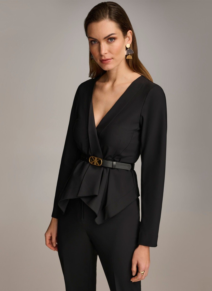 Donna Karan Wrap Jacket With Belt Sweaters And Tops