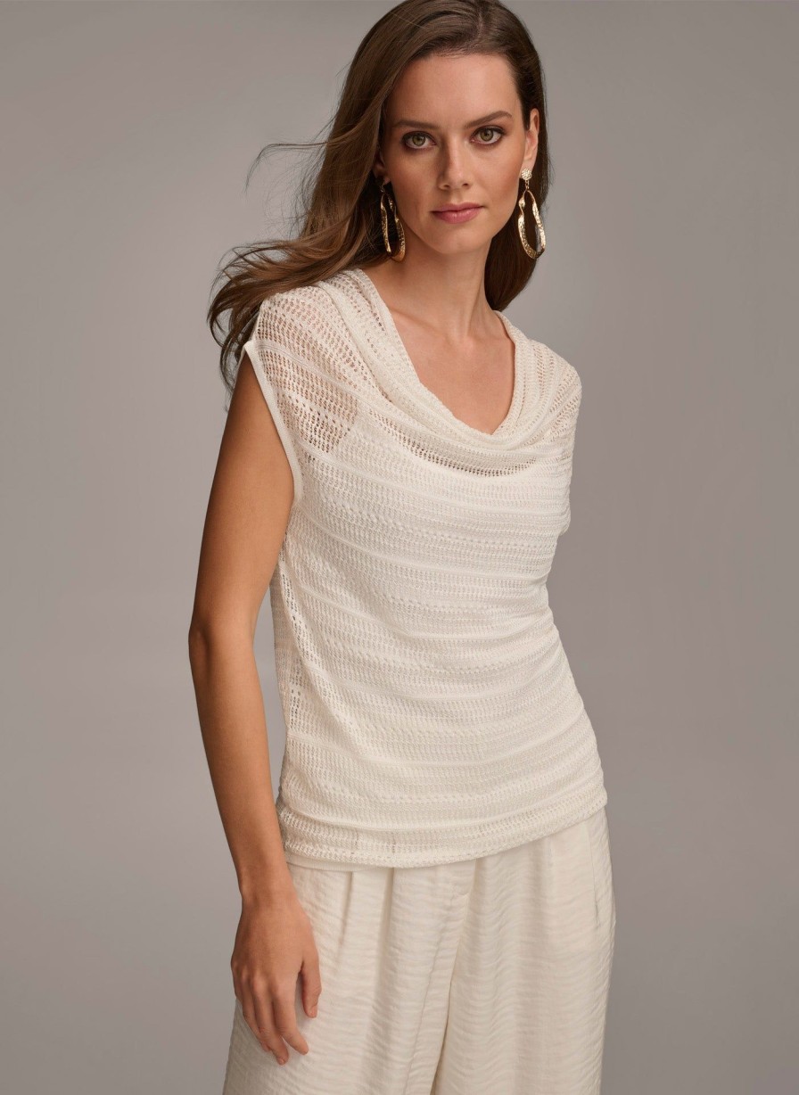 Donna Karan Drape Neck Tunic Sweaters And Tops