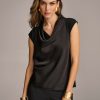 Donna Karan Sleeveless Cowl Neck Top Sweaters And Tops