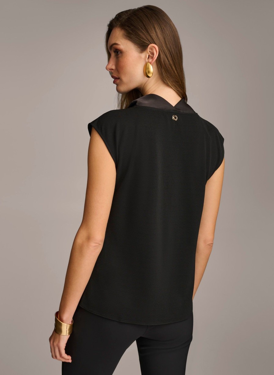 Donna Karan Sleeveless Cowl Neck Top Sweaters And Tops