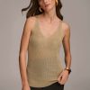 Donna Karan Metallic Tank Sweaters And Tops