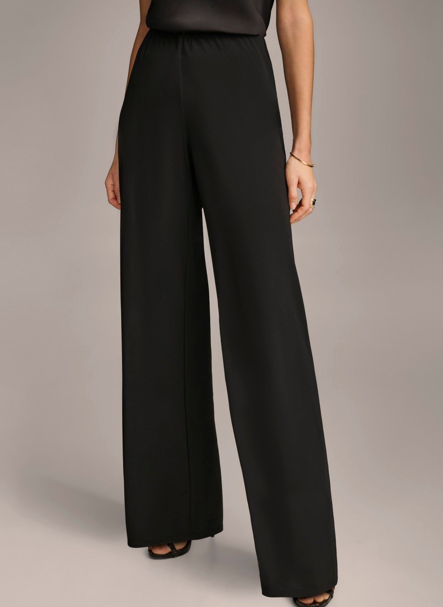 Donna Karan Wide Leg Flat Front Pants