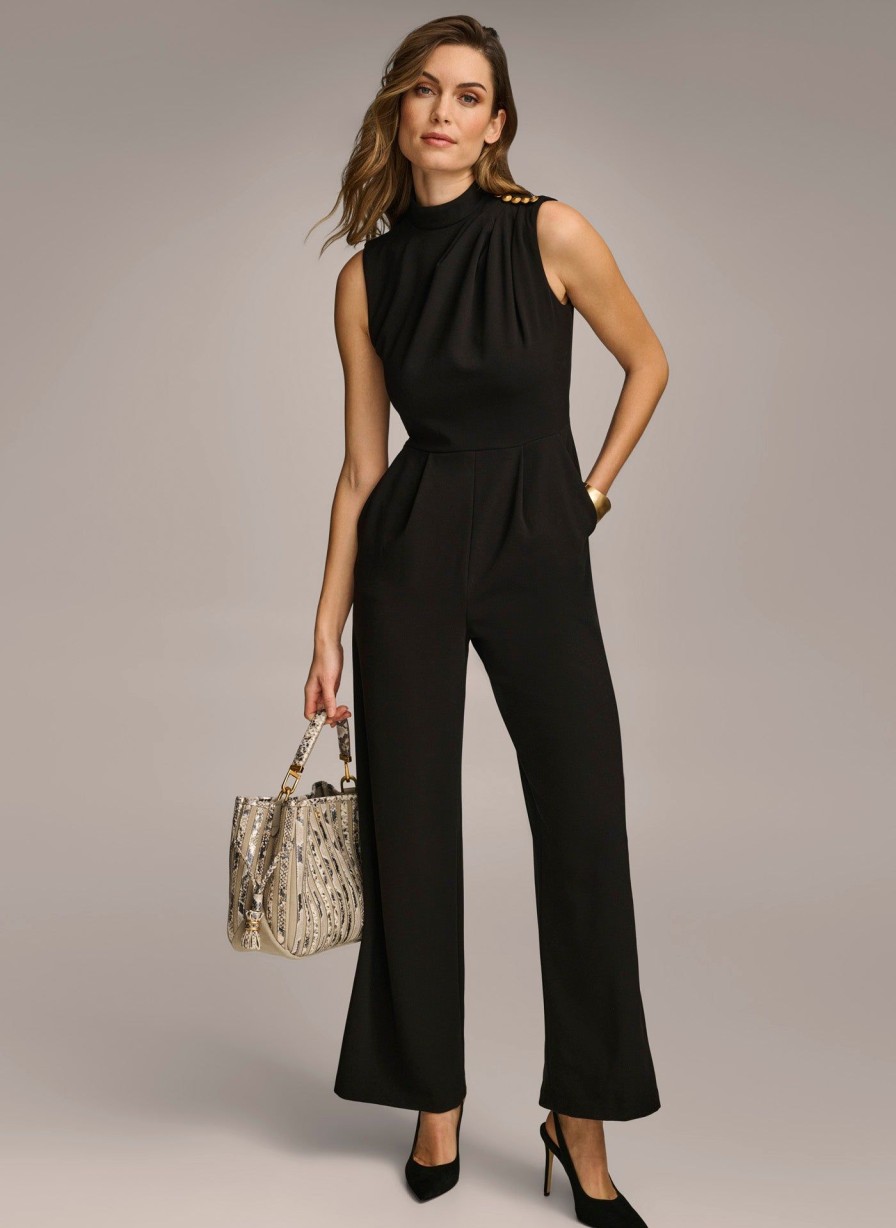 Donna Karan Mock Neck Jumpsuit With Pockets Dresses And Jumpsuits