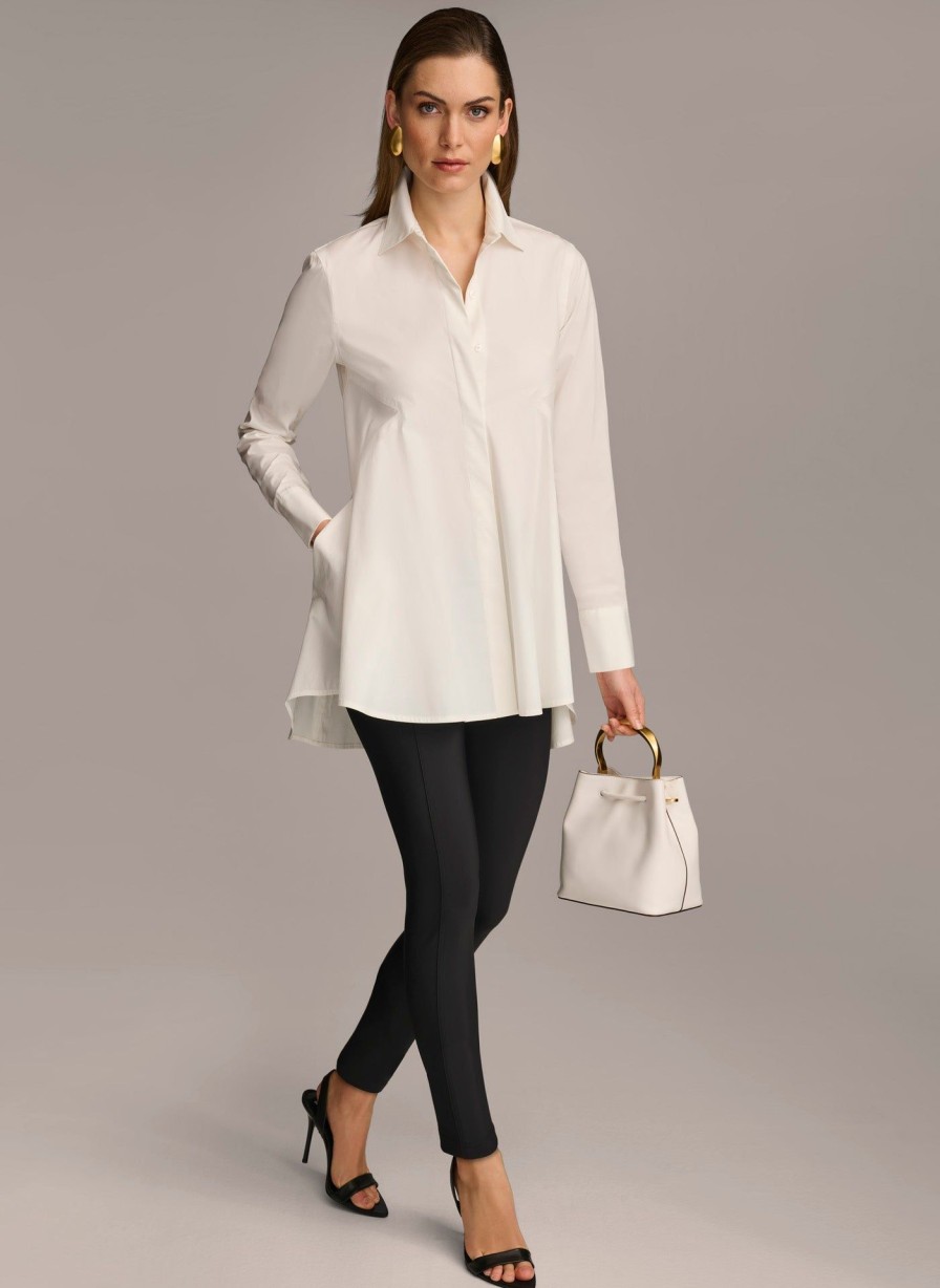 Donna Karan Long Sleeve A-Line Tunic Sweaters And Tops