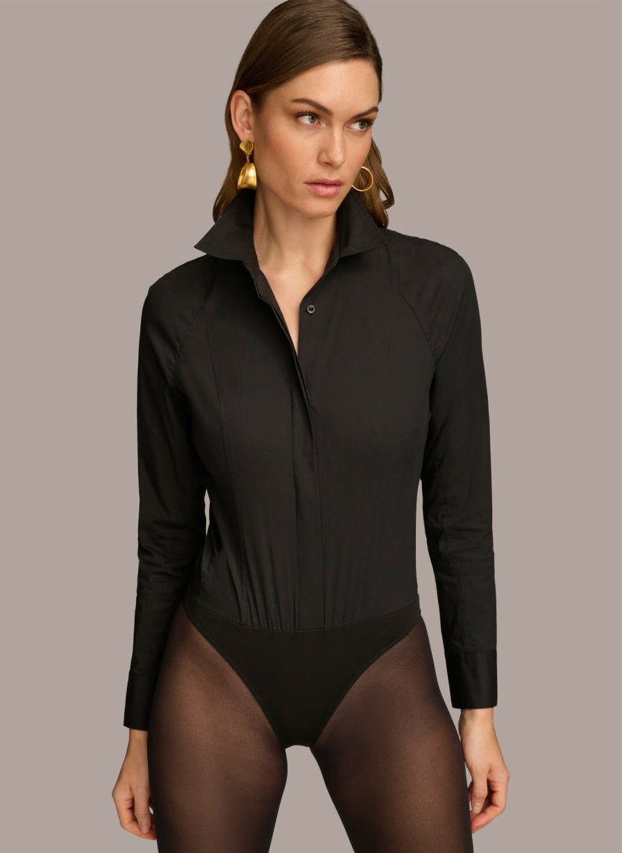 Donna Karan Button Up Bodysuit Sweaters And Tops