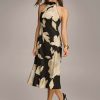 Donna Karan Halter Floral Print Midi Dress Dresses And Jumpsuits