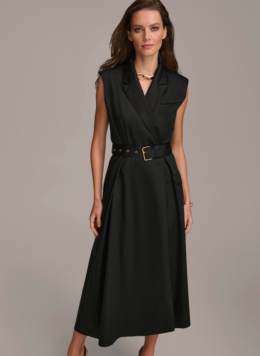 Donna Karan Belted Asymmetrical Dress Dresses And Jumpsuits