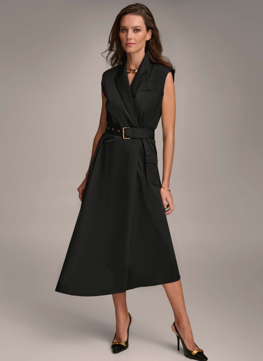 Donna Karan Belted Asymmetrical Dress Dresses And Jumpsuits