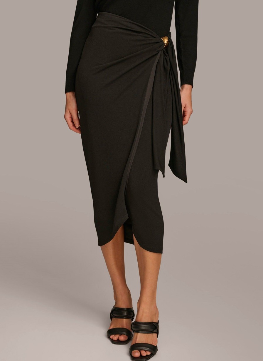 Donna Karan Tie Waist Faux Wrap Skirts