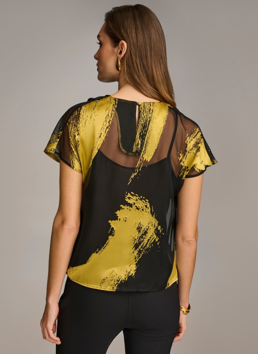 Donna Karan Print Cowl Neck Top Sweaters And Tops