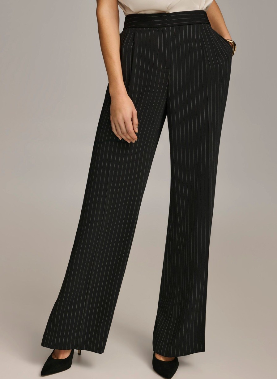 Donna Karan Wide Leg Pinstripe Pant Pants