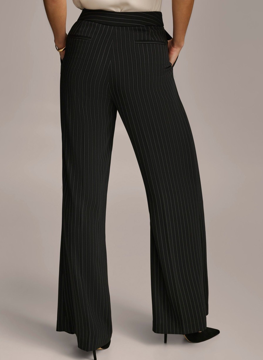 Donna Karan Wide Leg Pinstripe Pant Pants